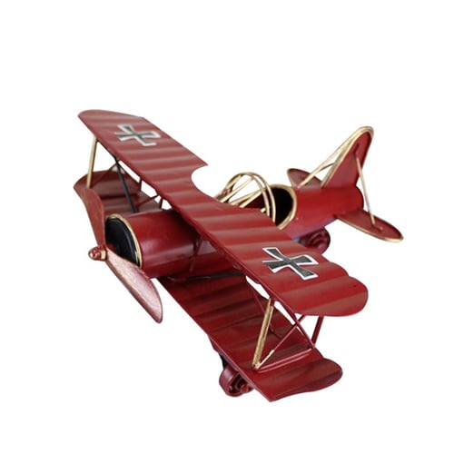 Gift Iron Airplane Model Red Vintage Wrought Iron Aircraft Biplane 4 Colors Optional for Desktop Decor Photo Props