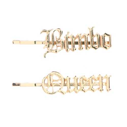 Women Vintage One Word Hairpins Metallic Gold Polished Hair Clip Bangs Styling 