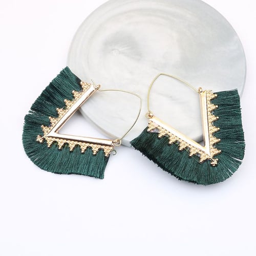 New V Shaped Tassel Fringe Hoop Earrings for Women 2019 Summer Fashion Jewelry 