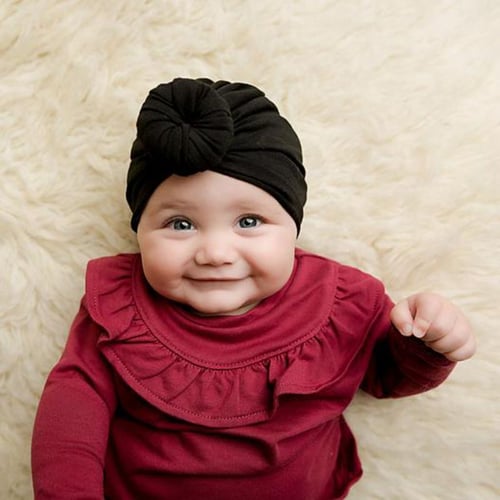 Newborn Toddler Baby Boy Girl Indian Turban Knot Soft Velvet Beanie Hat Cap New 