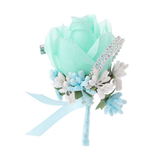 1Pc Wedding Artificial Rose Flower Brooch Bouquet Corsage Classic Boutonniere 
