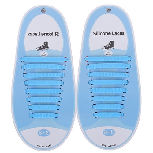 16Pcs Colored Unisex No Tie Shoelaces Silicone Elastic Sneaker Lazy Shoe Laces 
