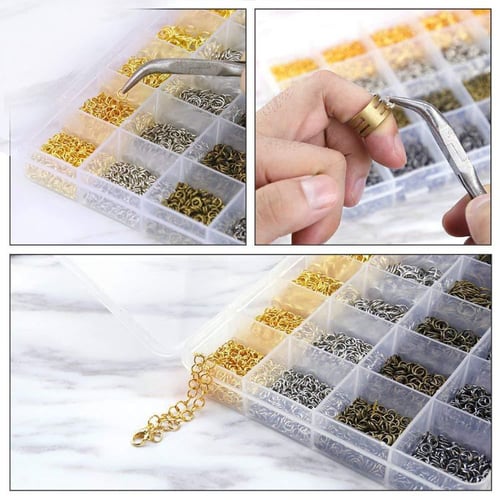 3000 Pcs Silver Gold Bronze Color Alloy Open Jump Rings For Diy Jewelry Making Components Mixed 1 Box - Diy Jewelry Making Box