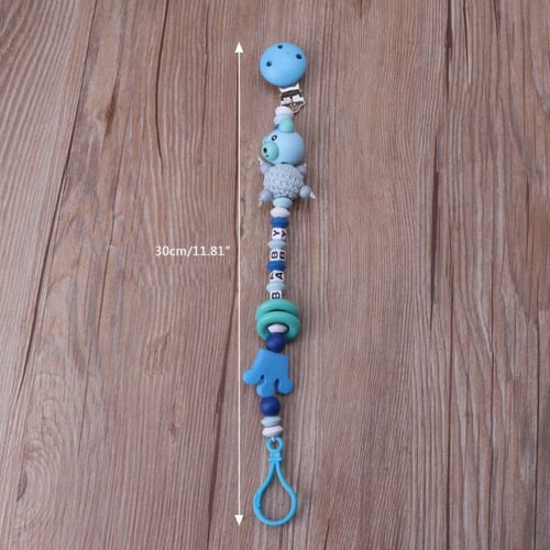 Baby Pacifier holder chain cartoon baby soother toys wooden beawr
