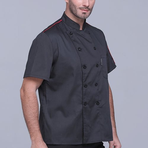 Chef's Uniform Short Sleeve Cooker Work Wear Restaurant Jacket Kitchen Coat Tops 