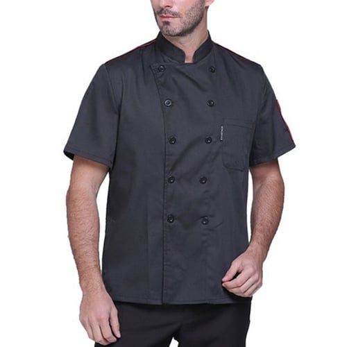 Men's Long Sleeve Chef Jacket Work Pockets Uniform Hotel Kitchen Cook Tops Coat Men's Long Sleeve Chef Jacket Work Pockets Uniform Hotel Kitchen Cook Tops Coat