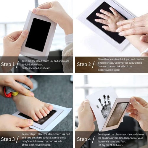 Newborn Baby Handprint Footprint Photo Frame Kit Non-Toxic Clean Touch Ink Pad 