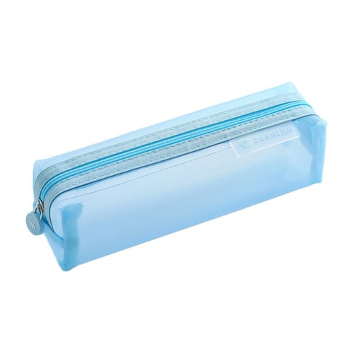 School Pencil Case Cute Solid Color Transparent Box Student Pen Bag Supplies ONE 