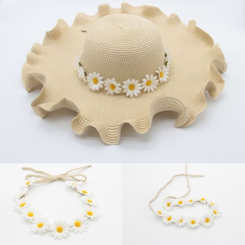 S-TROUBLE Sunflower Garland Floral Wreath Woven Daisy Headband for Women Female Girls Hat Hair Decorative Accessories