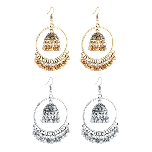 Vintage Jewelry Ethnic Bell Drop Earrings Jhumka Jhumki Dangle Earrings 
