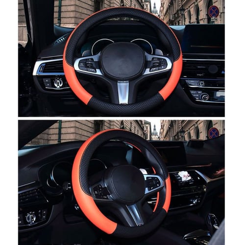 Car Steering Wheel Cover Artificial Leather Anti Slip Breathable Fade Protector 