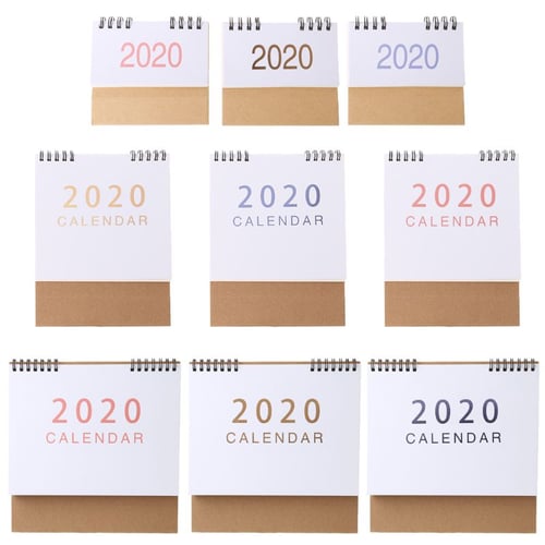 Ladaidra Simple Desktop Standing Paper 2020 Double Coil Calendar Memo Daily Schedule Table Planner Yearly Agenda Desk Organizer 