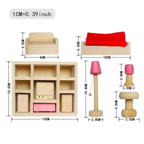 Miniature Doll House Furniture Set Kitchen Living Bathroom kids Pretend Play Toy 