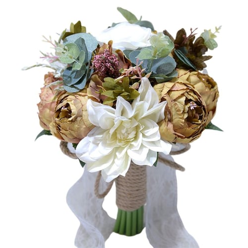 Handmade Rose Bridal Bouquet Brooch Bridesmaid  Flower for Party Wedding Decor 