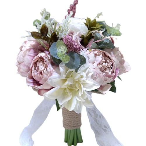 Vintage Peony Bridal Silk Flower Wedding Decor Bride Bridesmaid Bouquet 