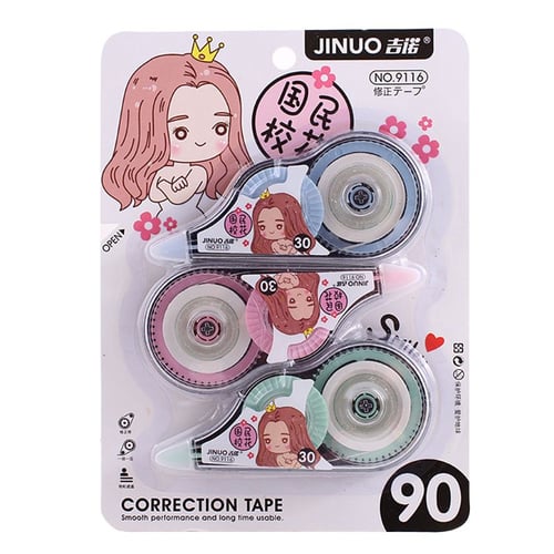 3-Count 30M Super Long Cartoon Colour Correction Tap WEI EI Correct Correction Tape 