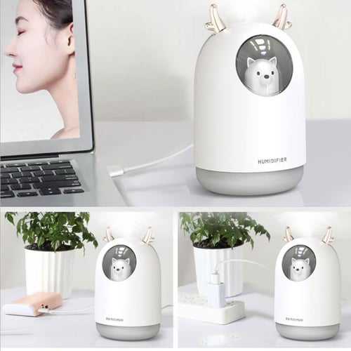 300ml Bear LED Ultrasonic USB Air Humidifier Aroma Essential Oil Diffuser Mist 