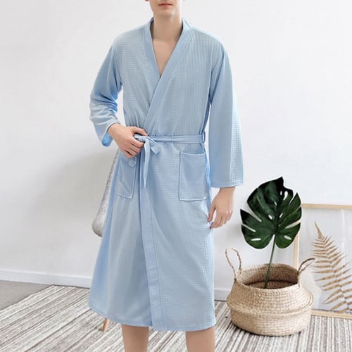 Loose Women's Men's Long Cotton Solid Spa Bath Robe Sleepwear Nightwear Bathrobe 