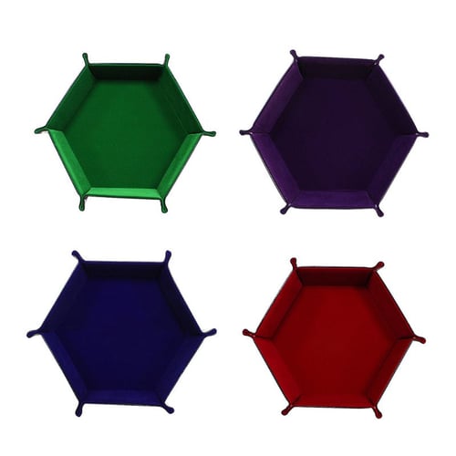 Dice Folding Hexagon Tray w/Red Velvet Rolling for DND Dice Games and Candy 
