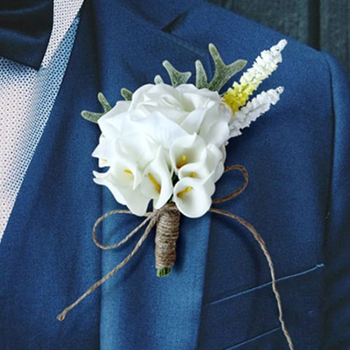 Wedding Man Boutonniere Groom Groomsman Brooch Corsage Calla Lily flower 