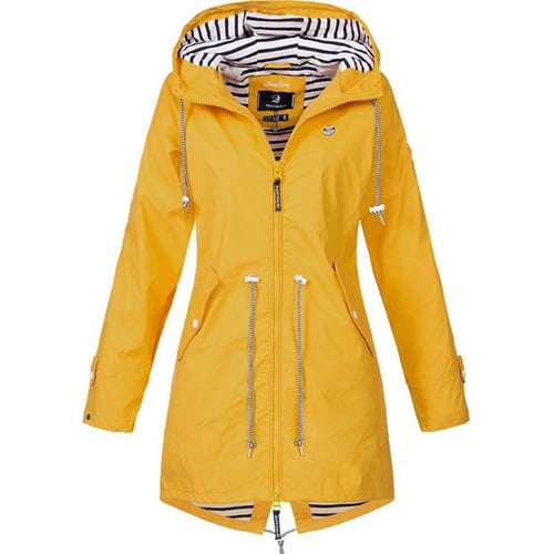 Rain Jackets for Women Plus Size Zipper Raincoats Hoodie Solid Long Sleeve Waterproof Windproof Outdoor Coats S-5XL