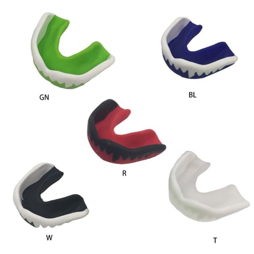 Kids Adult Sports Mouth Guard Double Colored Teeth Printed Mouldable Gum Shield 