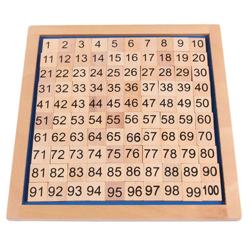 Wooden Montessori Hundred Board Math 1 to 100 Consecutive Numbers Counting Toy 