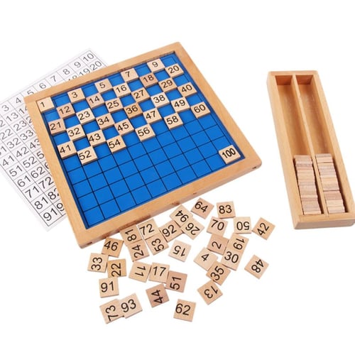 Educational Game Wooden Toys Hundred Board Montessori 1-100 Consecutive Number H 