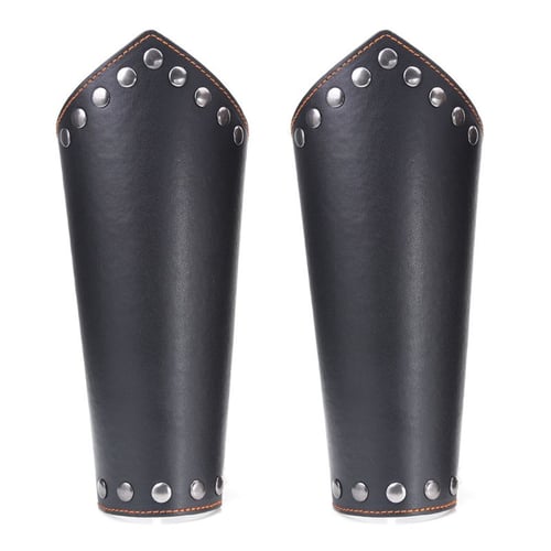 2 Pack Leather Arm Guards Gauntlet Medieval Bracers Punk Bracers Leather Gauntlet for Man and Woman