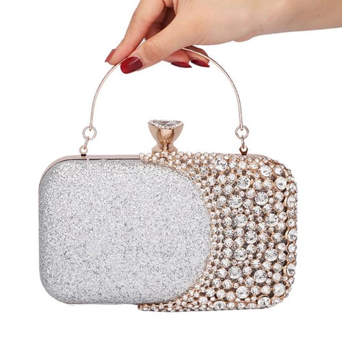 WOMEN'S DIAMANTE BEADED CLUTCH EVENING BAGS WEDDING NIGHT OUT PARTY PROM PURSES 