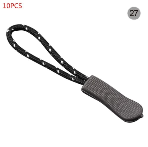 10 BLACK Reflective Zipper Pull Cord Puller Fastener Slider For Backpack Bag 