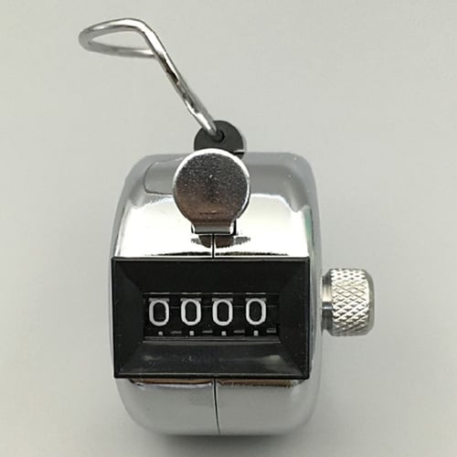 Hand Tally Counter Stainless Steel 4 Digit Mechanical Clicker with Finger Ring 