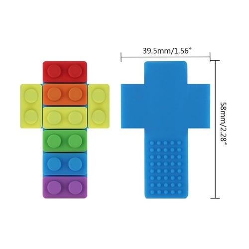 Cross Rainbow Sensory Brick Chewy Necklace Autism ADHD Biting Chew 