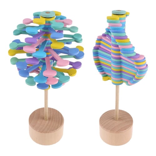 Wooden helicone magic wand stress relief toy rotating lollipop creative Art UE 
