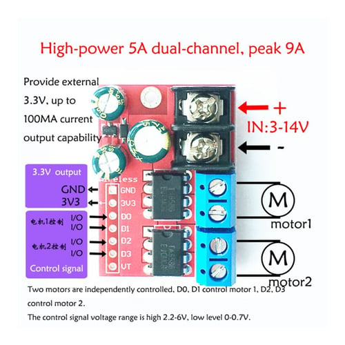 5A 2-way DC Motor Drive Module PWM Speed Regulation Dual H Bridge Remote Control 