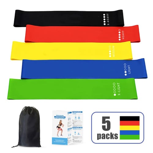 5 Pack Latex Exercise Bands with 2 Resistance Levels, Sports Resistance Bands 