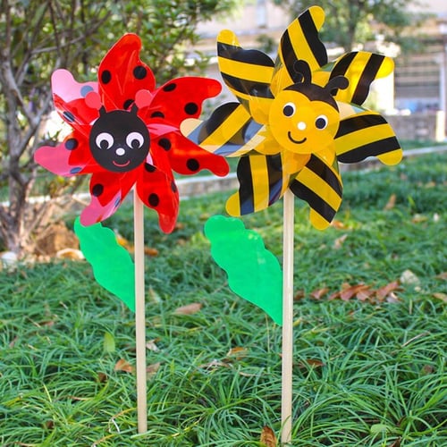 Wood Windmill Wind Spinner Pinwheels Home Garden Yard Decoration Kids Toys New 