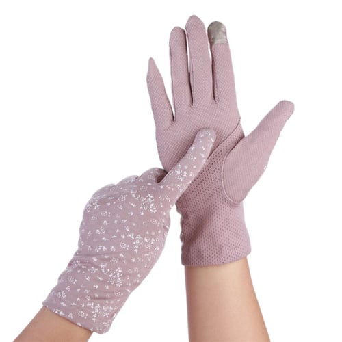 Sun Protection Gloves Floral Non-Slip Fingerless Gloves for Men Women Lightweigh 