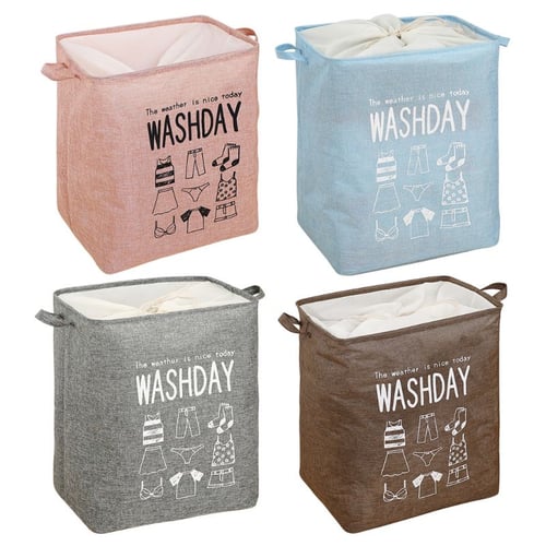Laundry Basket Bag Foldable Cotton Linen Washing Clothes Hamper Storage Toys HOT 