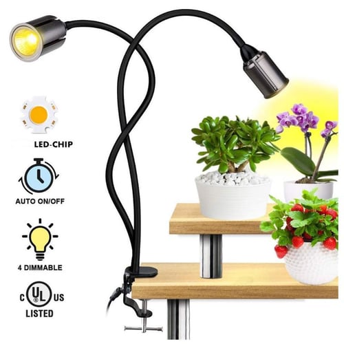 Full Spectrum 24W Three Head LED Grow Light Flexible Clip On Desk Plant Lamp 