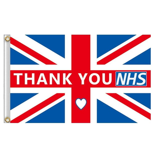 LARGE 5FT X 3FT FLAG NHS WE THANK YOU BRITAIN SUPPORT 