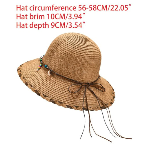 Parent-Child Cute Flower Sun Hats Hand Made Straw Wave Wide Brim Beach Hat,3,55-58Cm
