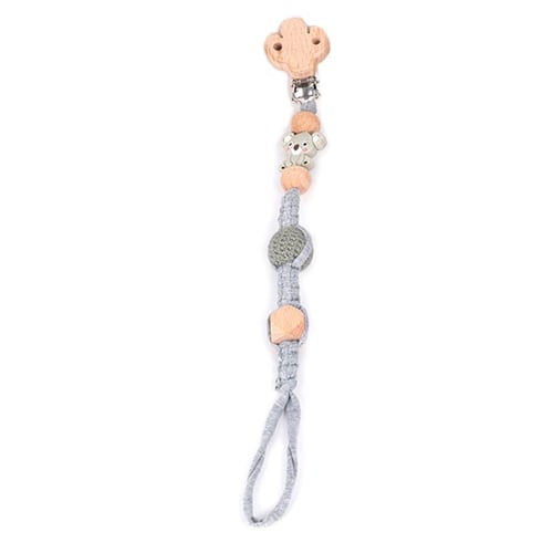 Baby Wooden Pacifier Clip Chain Holder Nipple Leash Strap Pacifier Soother Toy 