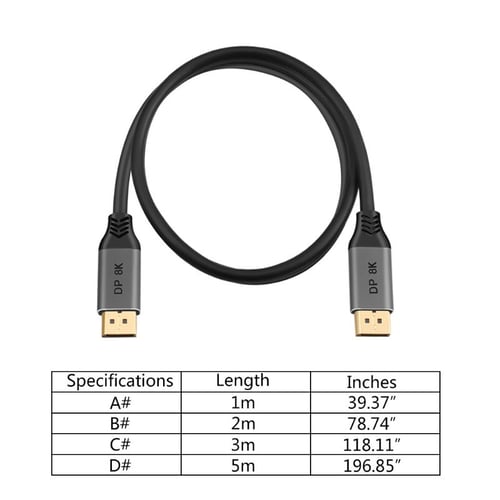 DisplayPort 1.4 Cable 8K 4K HDR 60Hz 144Hz Display Port Adapter For Video PC