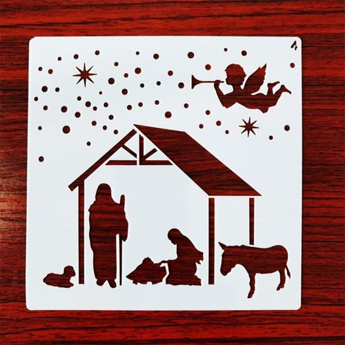 16 Pieces Christmas Stencils Template Reusable Plastic Craft for Art Drawing Painting Spraying Window Glass Door Car Body