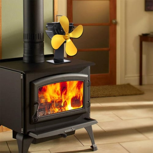 4 Blades Mini Silent Heat Self-Powered Wood Stove  Log Burner Fireplace 