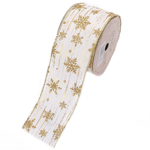 10 Yards Glitter Sheer Snowflake Ribbon for Wedding Party Christmas Tree Decor 