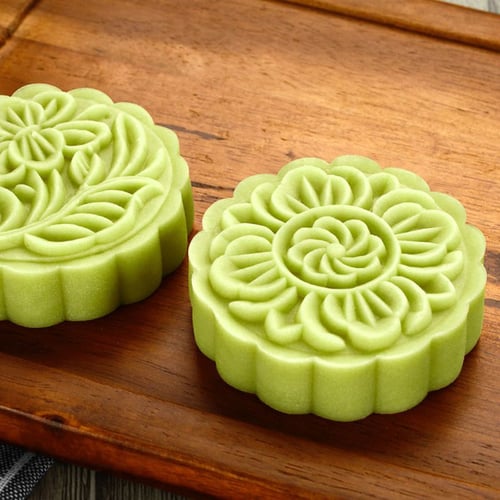 150g Mooncake Barrel Mold with 6pcs Flower Stamps Hand Press Moon Cake Pastry Mid-Autumn