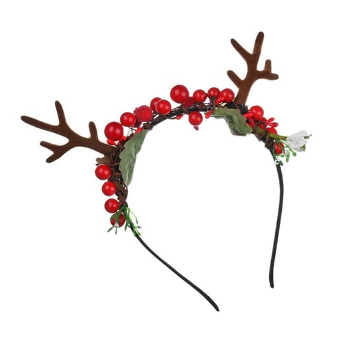 Christmas Deer Antlers Horn Headband Women Girls Hair Hoop Headdress Headpiece 