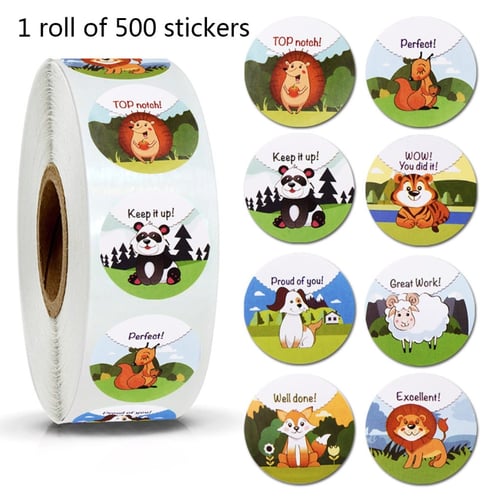 500* Cartoon Animals Farm Rewards Labels Stickers Shcool Kids Teacher Toys Decal 